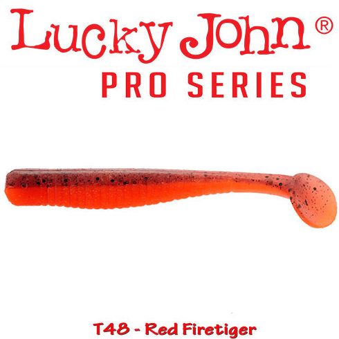 Shad Lucky John Long John 10.5cm, culoare Red Firetiger - 6 buc/plic