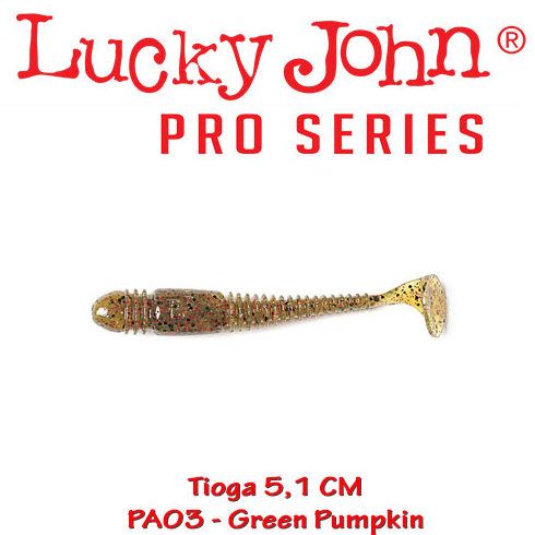 Shad Lucky John Tioga 5.1 cm, culoare Green Pumpkin - 10 buc/plic