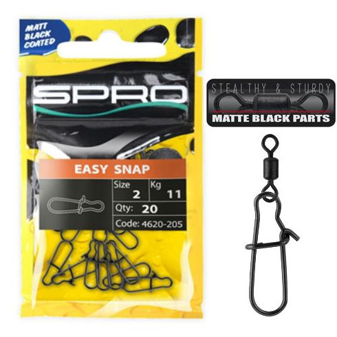 Agrafe + varteje Spro Matt Black Easy Snap nr.3+5/18kg