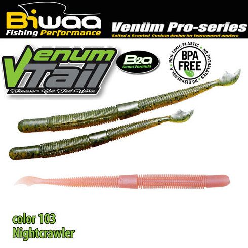 Shad Biwaa Venum Tail 10cm, culoare 103 Nightcrawler