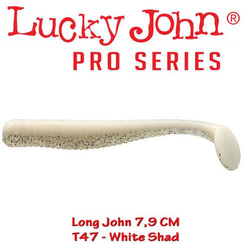 Shad Lucky John Long John 7.9 cm, culoare White Shad - 8 buc/plic