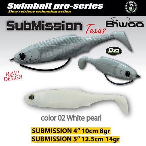 Shad Biwaa Submission 10cm, culoare Pearl White