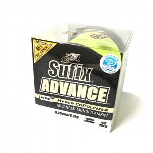 Fir monofilament Sufix Advance 0.18mm/3.4Kg/1000m HI-VIS YELLOW