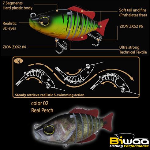 Swimbait Biwaa Seven Section 13cm/34g, culoare Real Perch
