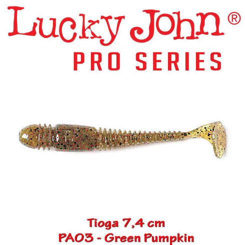 Shad Lucky John Tioga 7.4 cm, culoare Green Pumpkin - 7 buc/plic
