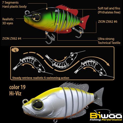 Swimbait Biwaa Seven Section 10cm/17g, culoare Hi-Viz