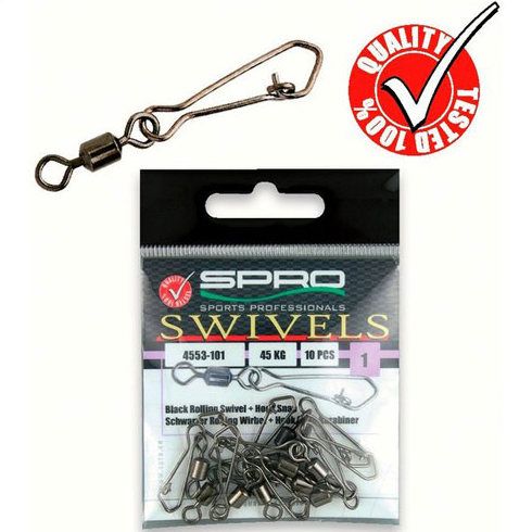 Agrafe + vartej Spro Black Rolling Swivel with Hook Snap   Nr.3 - 10buc./plic