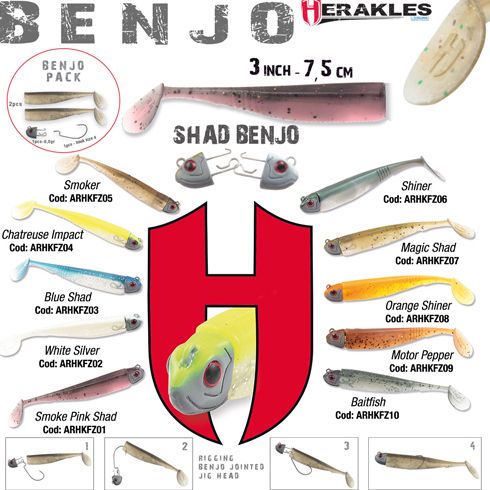 Combo Shad Colmic Herakles Benjo 7.5cm Chartreuse Impact